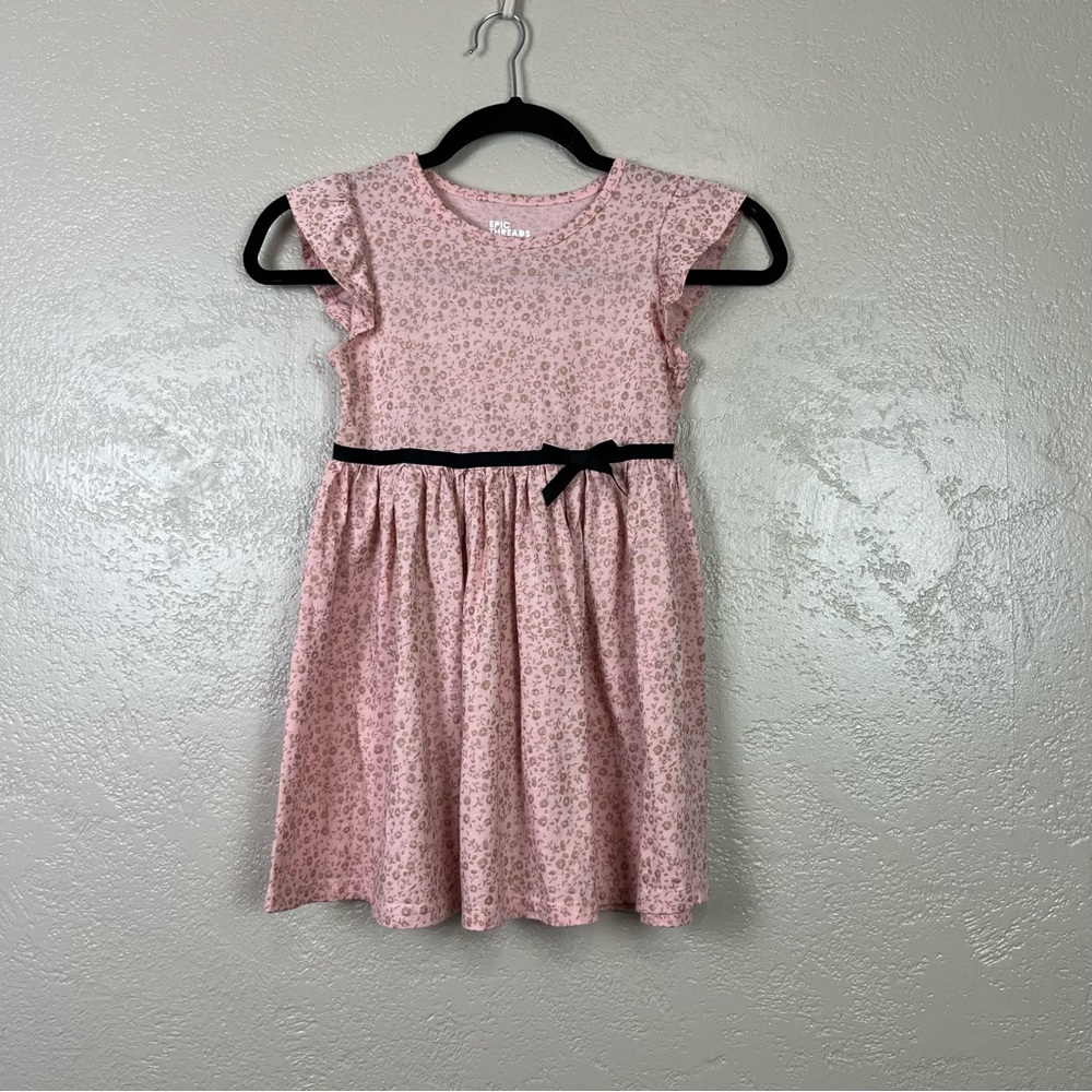 Epic threads‎ girl short sleeve pink gold floral dress size 6X